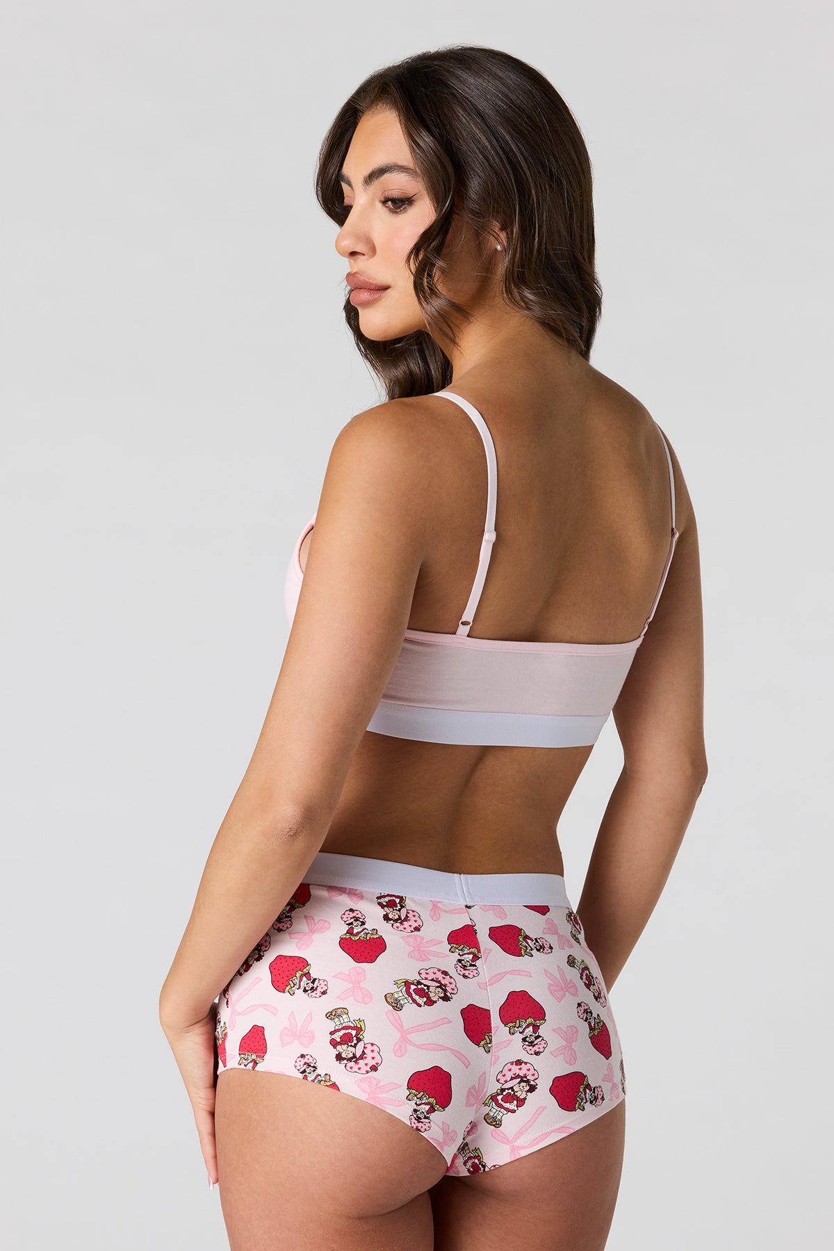 Alt View 3. Strawberry Shortcake Bralette & Boy Short Set - Light Pink