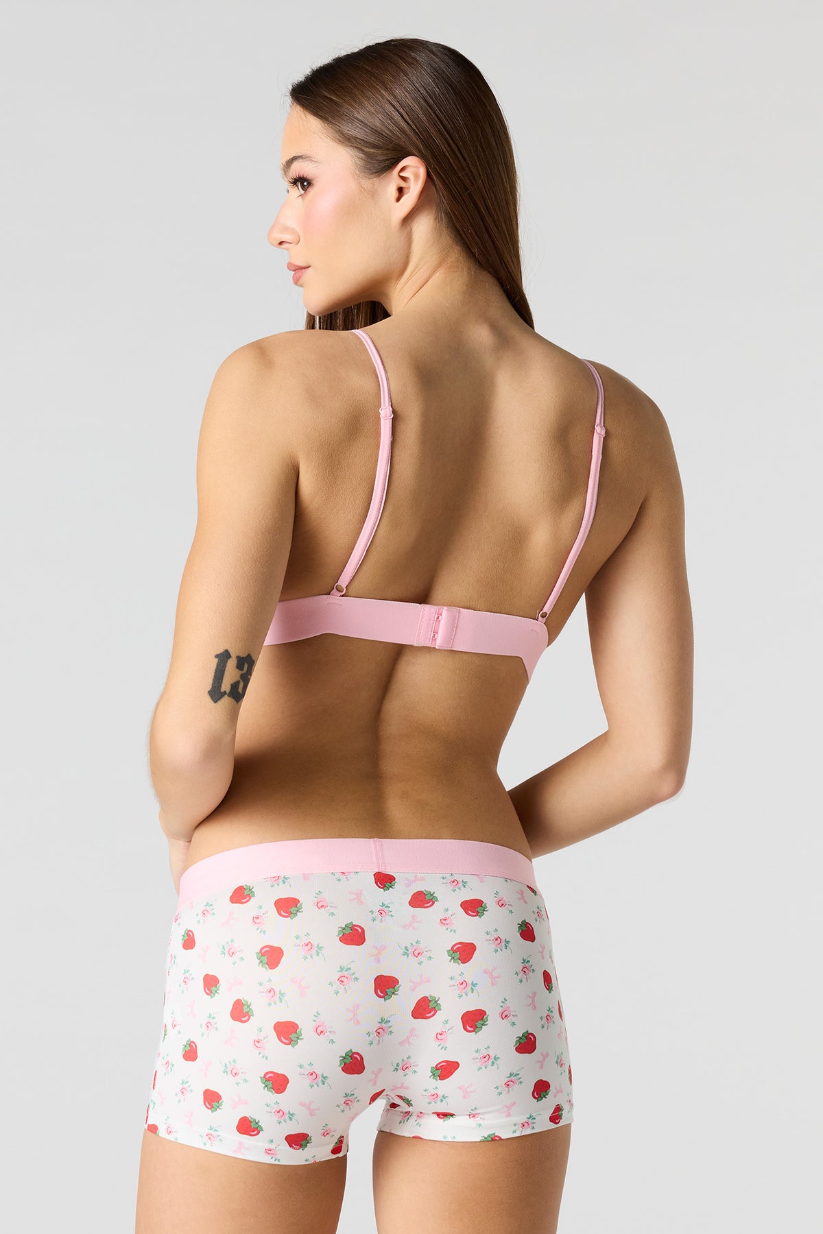 Alt View 3. Strawberry Shortcake Triangle Bralette & Boy Short 2 Piece Set - Light Pink