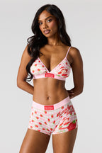 Ensemble avec soutien-gorge triangulaire à imprimé Strawberry Shortcake et culotte garçonne