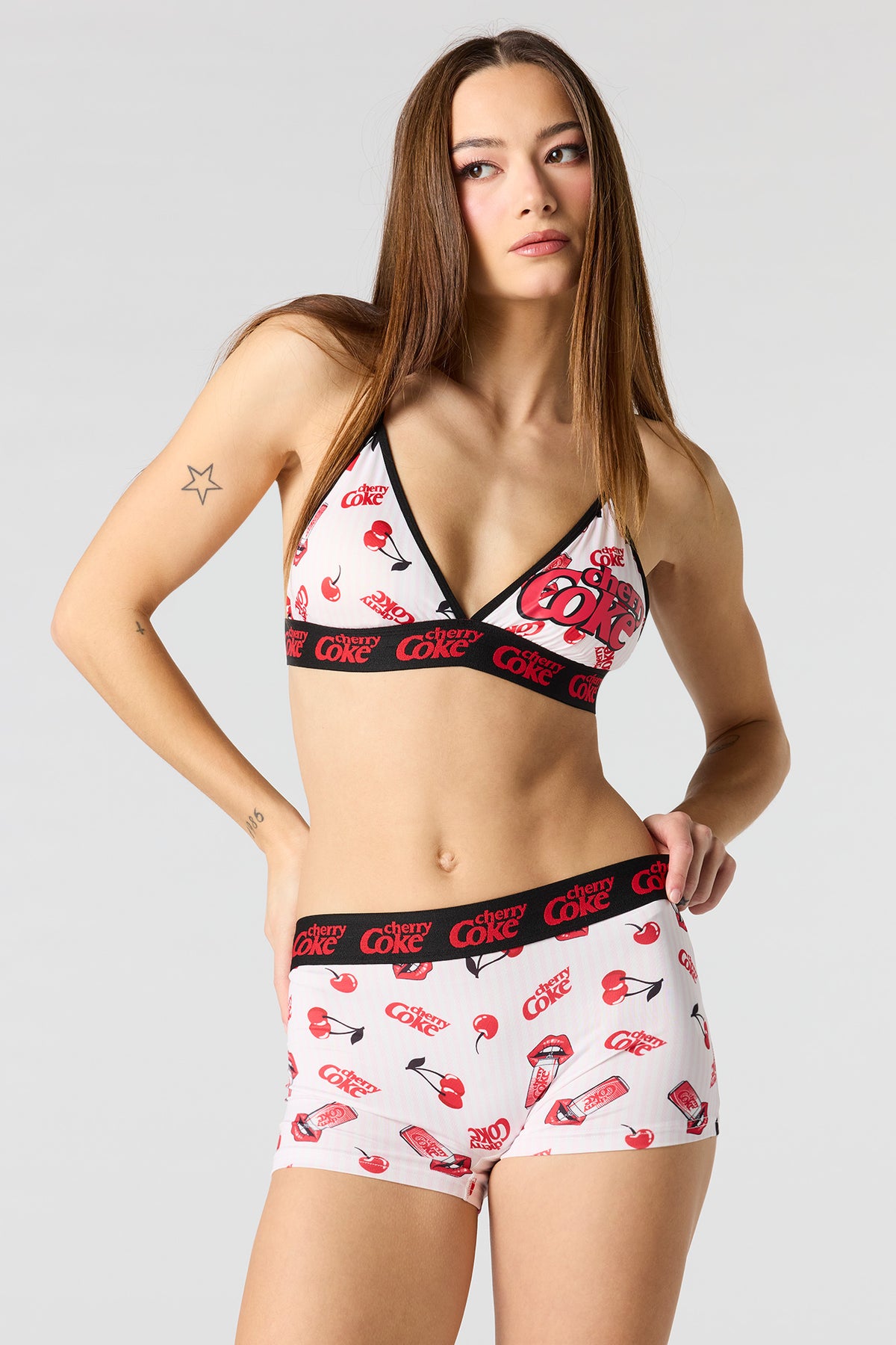 Ensemble avec bralette trianguaire à imprimé Diet Coke et culotte garçonne