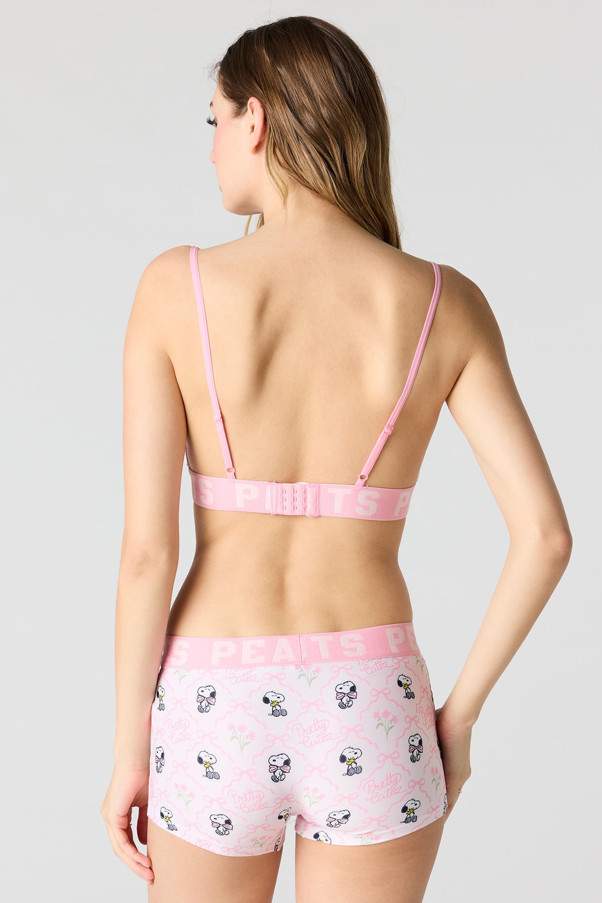 Vue alternative 3. Ensemble avec soutien-gorge triangulaire à imprimé Peanuts Snoopy et culotte garçonne
