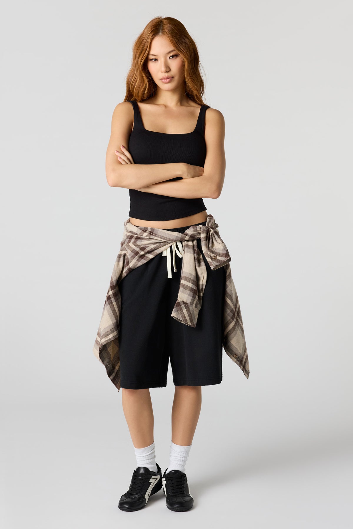 Alt View 10. Braless Ribbed Square Neck Tank - Light Grey