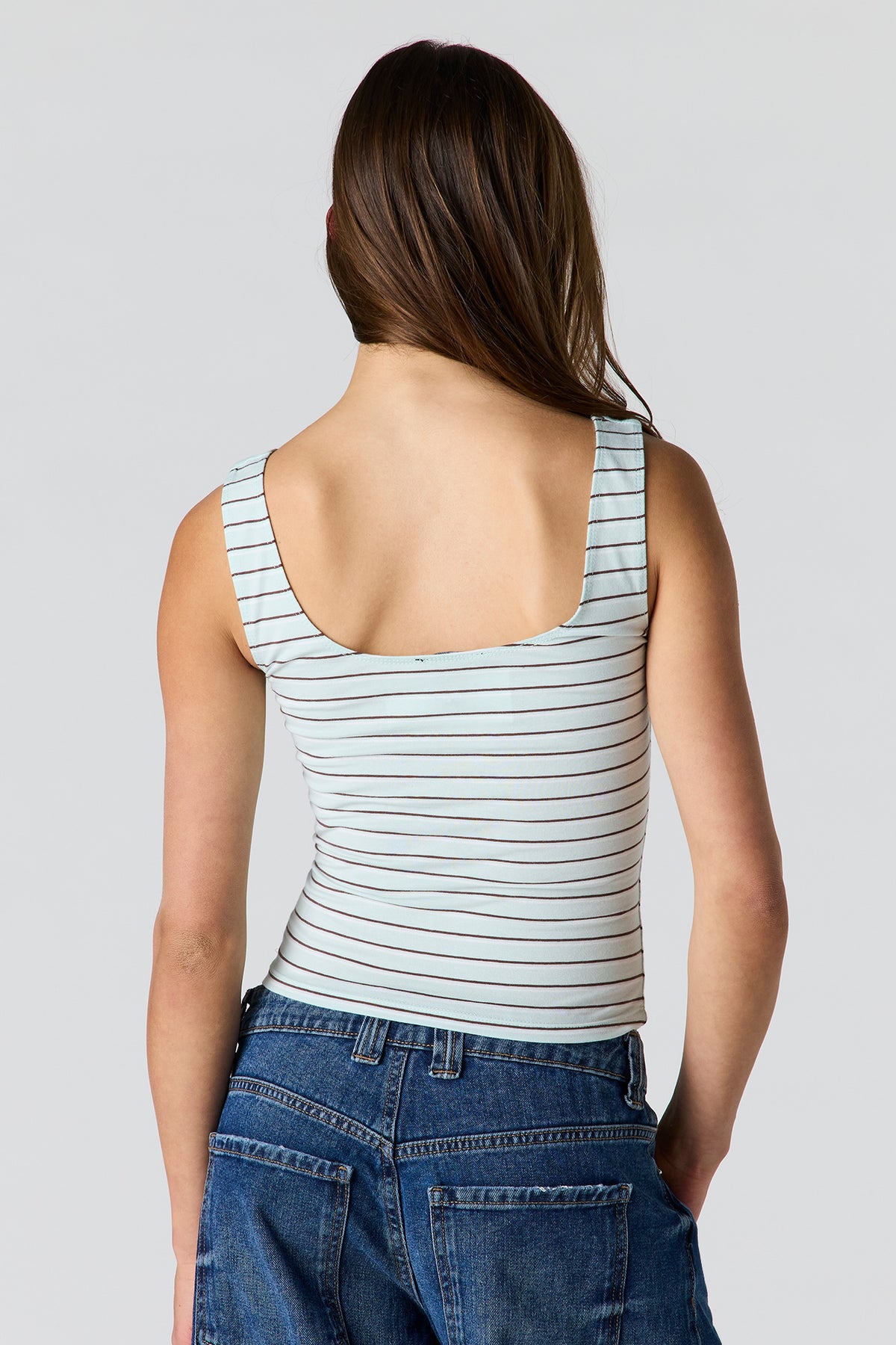 Alt View 2. Soft Contour Scoop Neck Tank - Pacific Blue