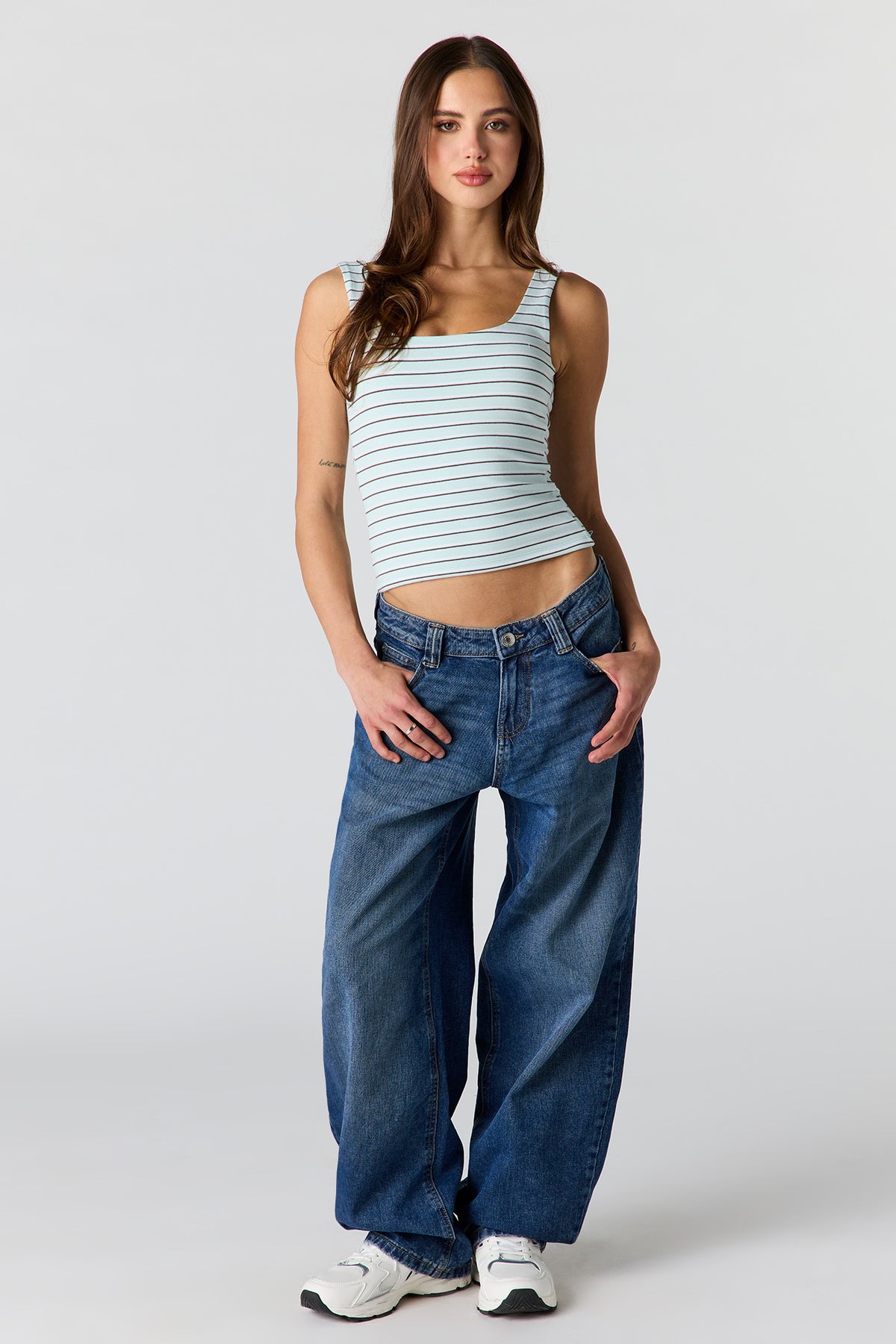 Alt View 3. Soft Contour Scoop Neck Tank - Pacific Blue