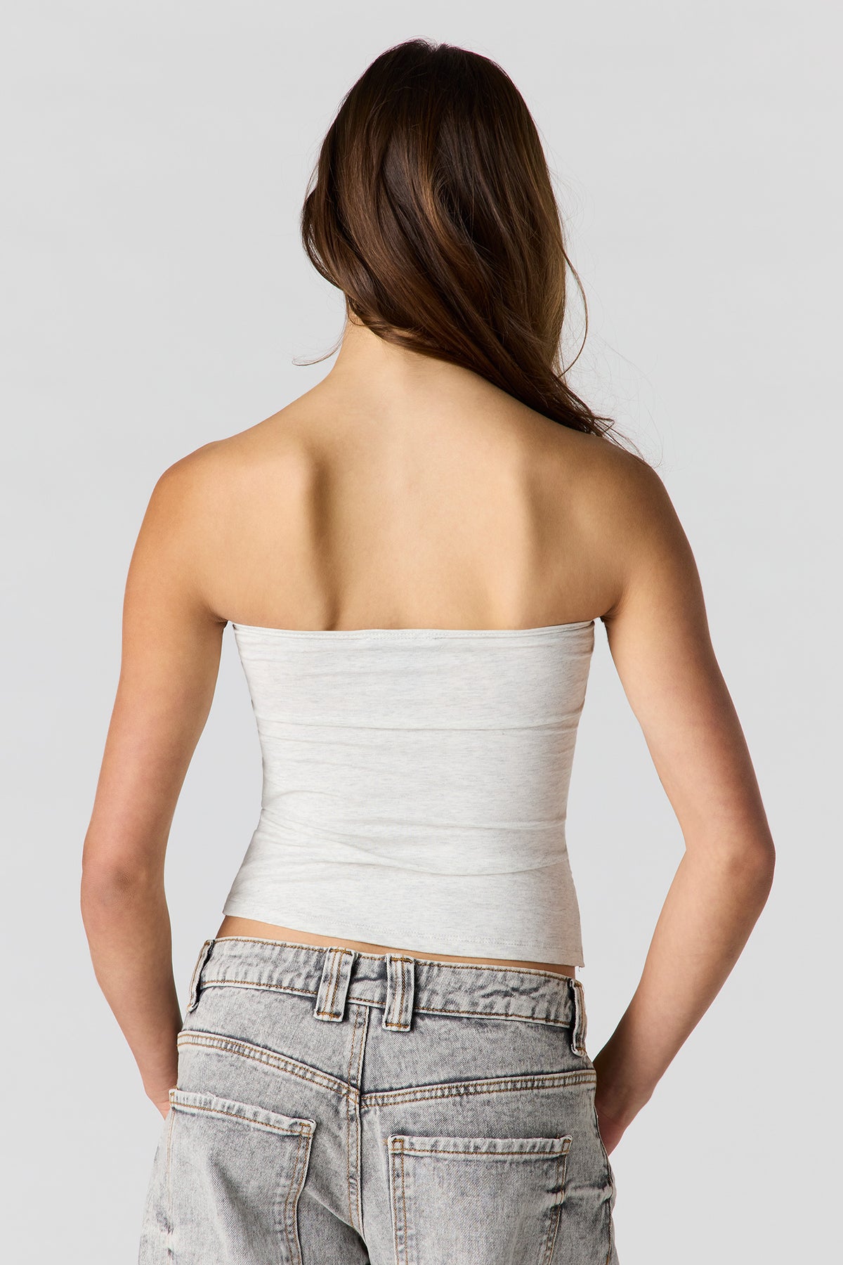 Alt View 2. Soft Contour Tube Top - Heather Grey