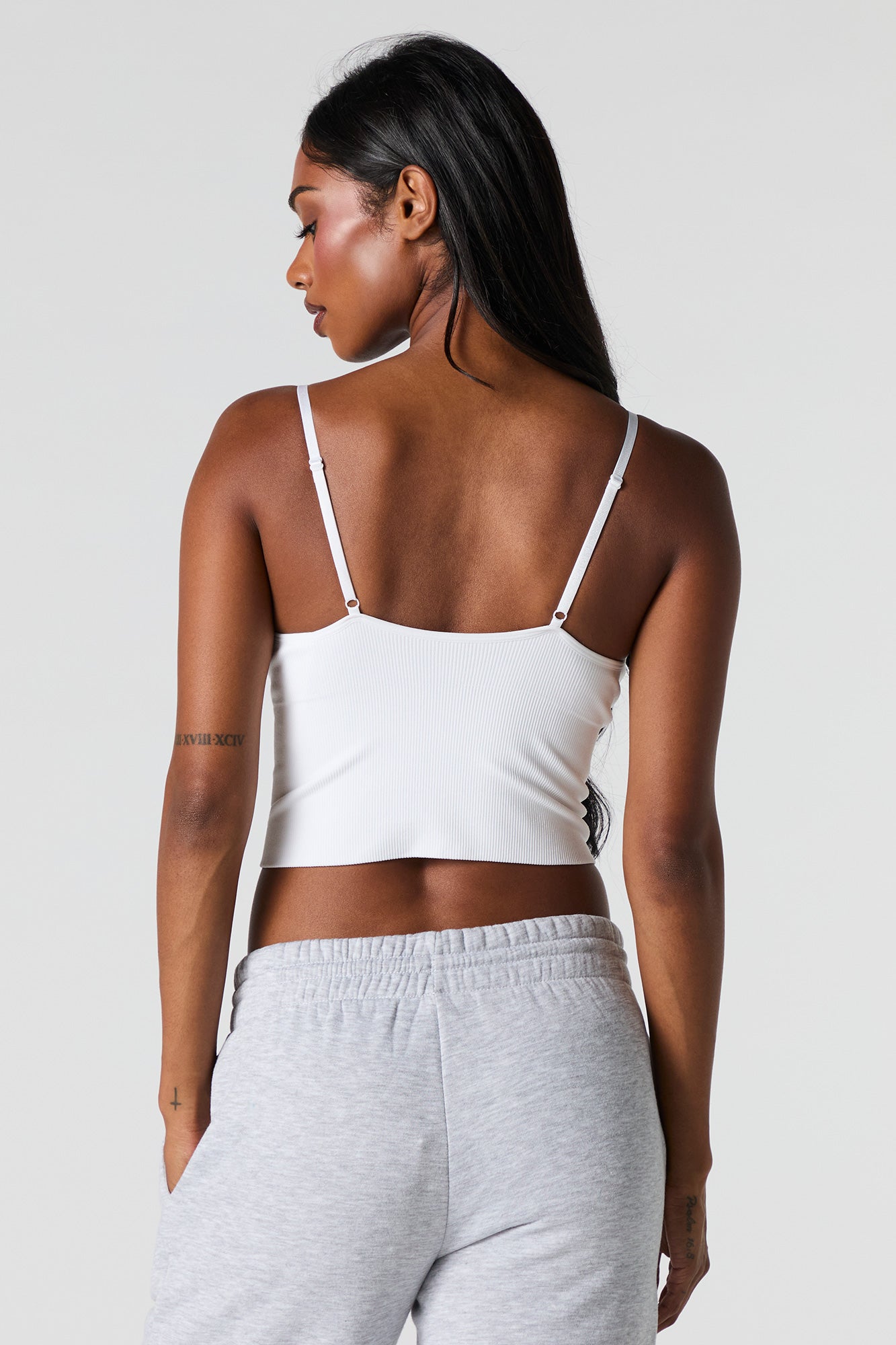 Camisole côtelé sans couture à encolure en V avec bonnets intégrés