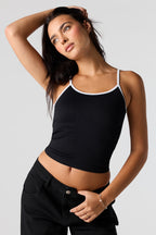 Camisole côtelée sans couture contrastante