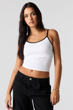 Camisole côtelée sans couture contrastante