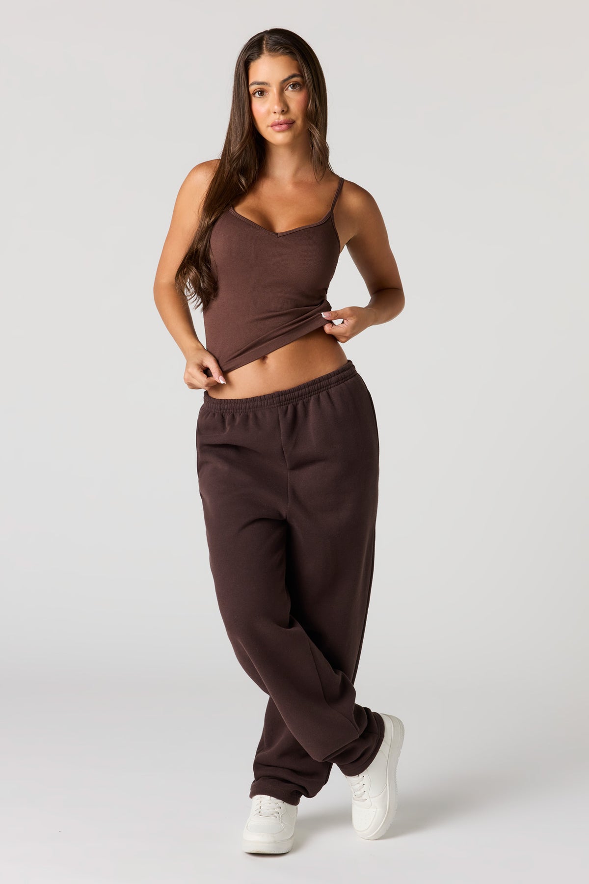 Alt View 3. Seamless Ribbed Braless Tank - Brown