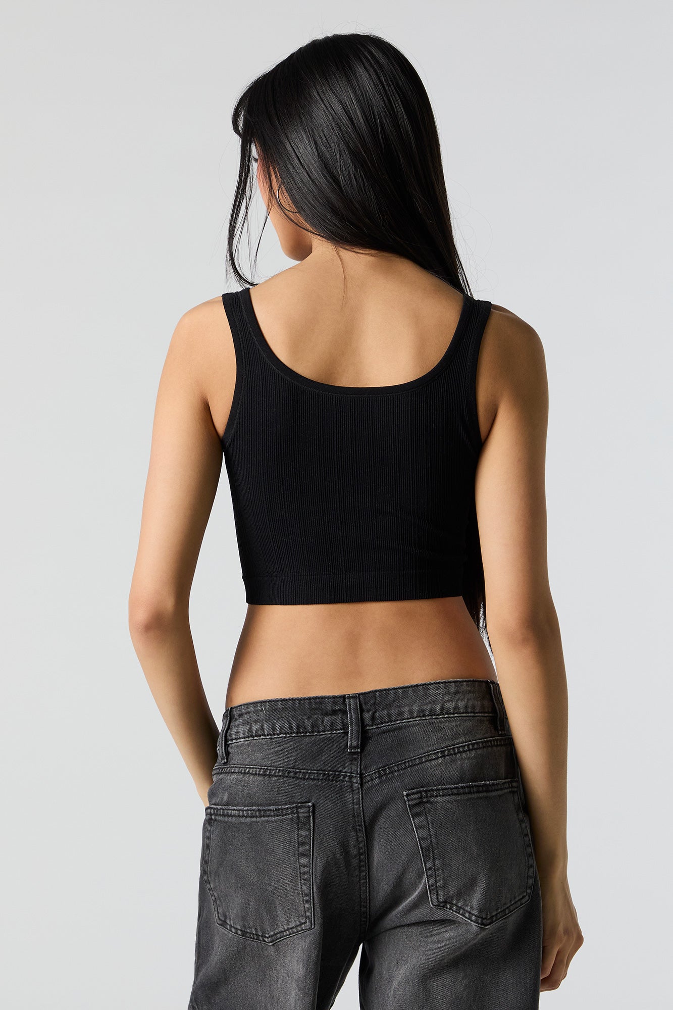 Seamless Ribbed Cropped Henley Tank