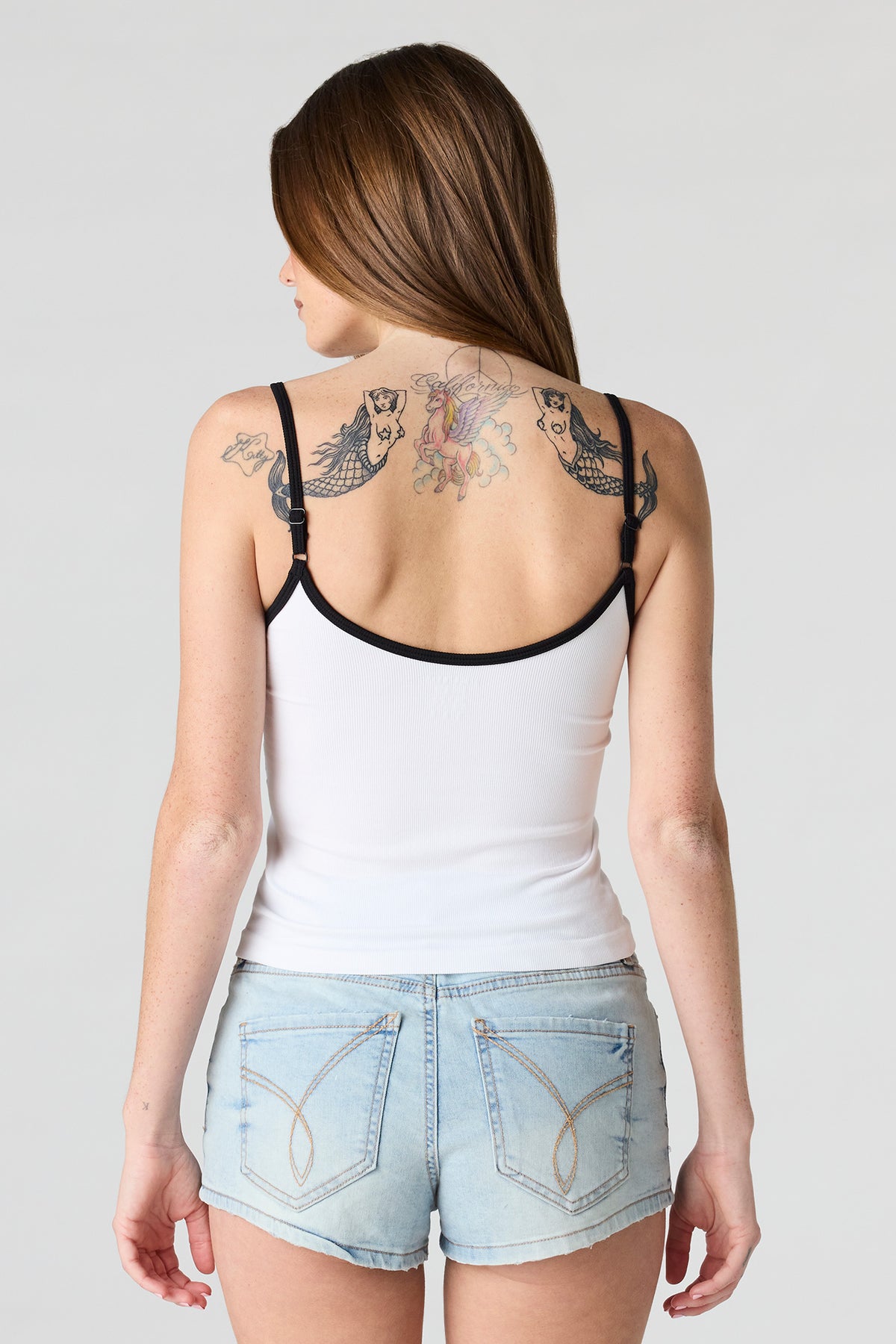 Alt View 2. Braless Seamless Ribbed V-Neck Cami - White