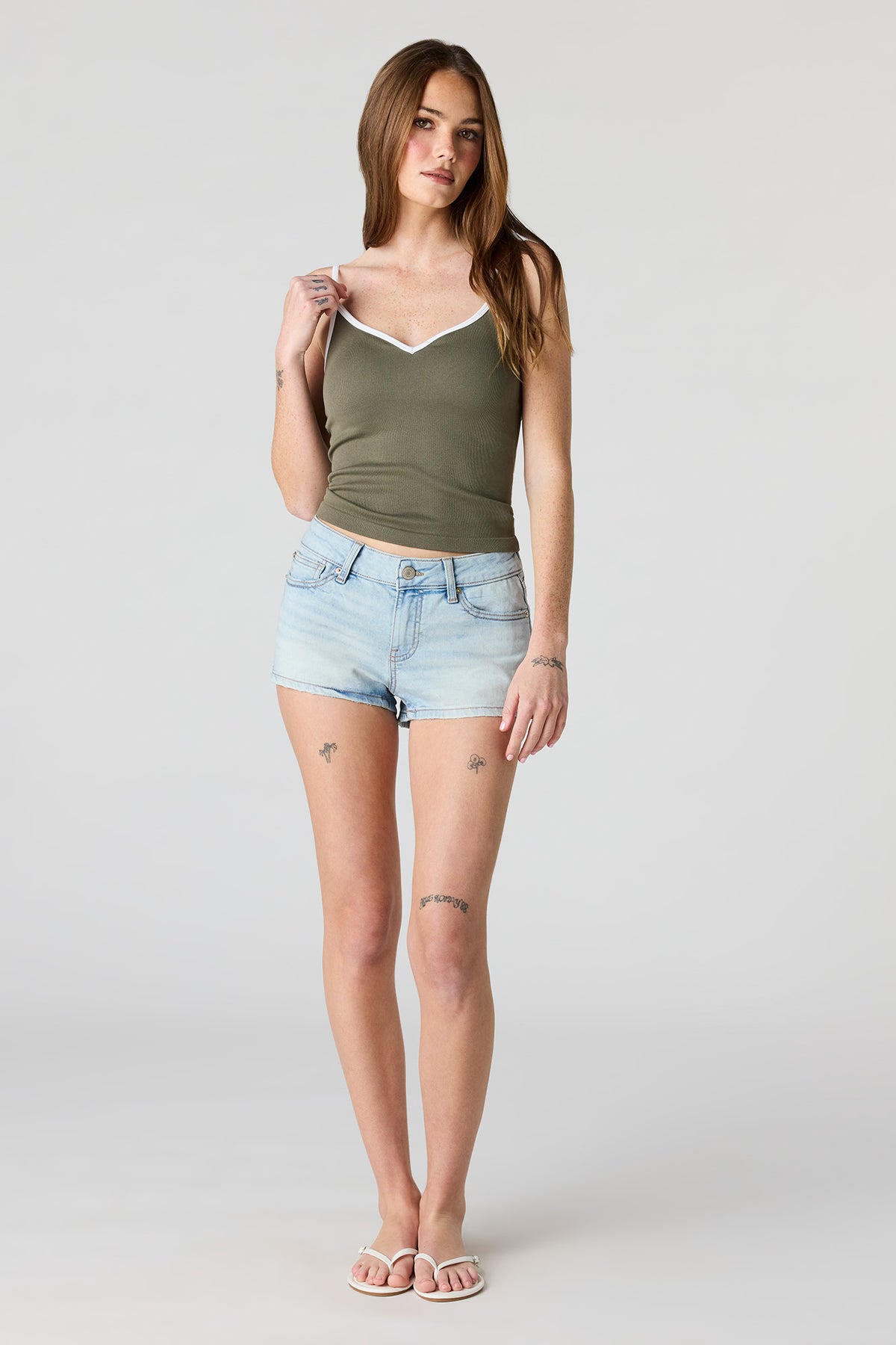 Alt View 3. Braless Seamless Ribbed V-Neck Cami - Dark Green