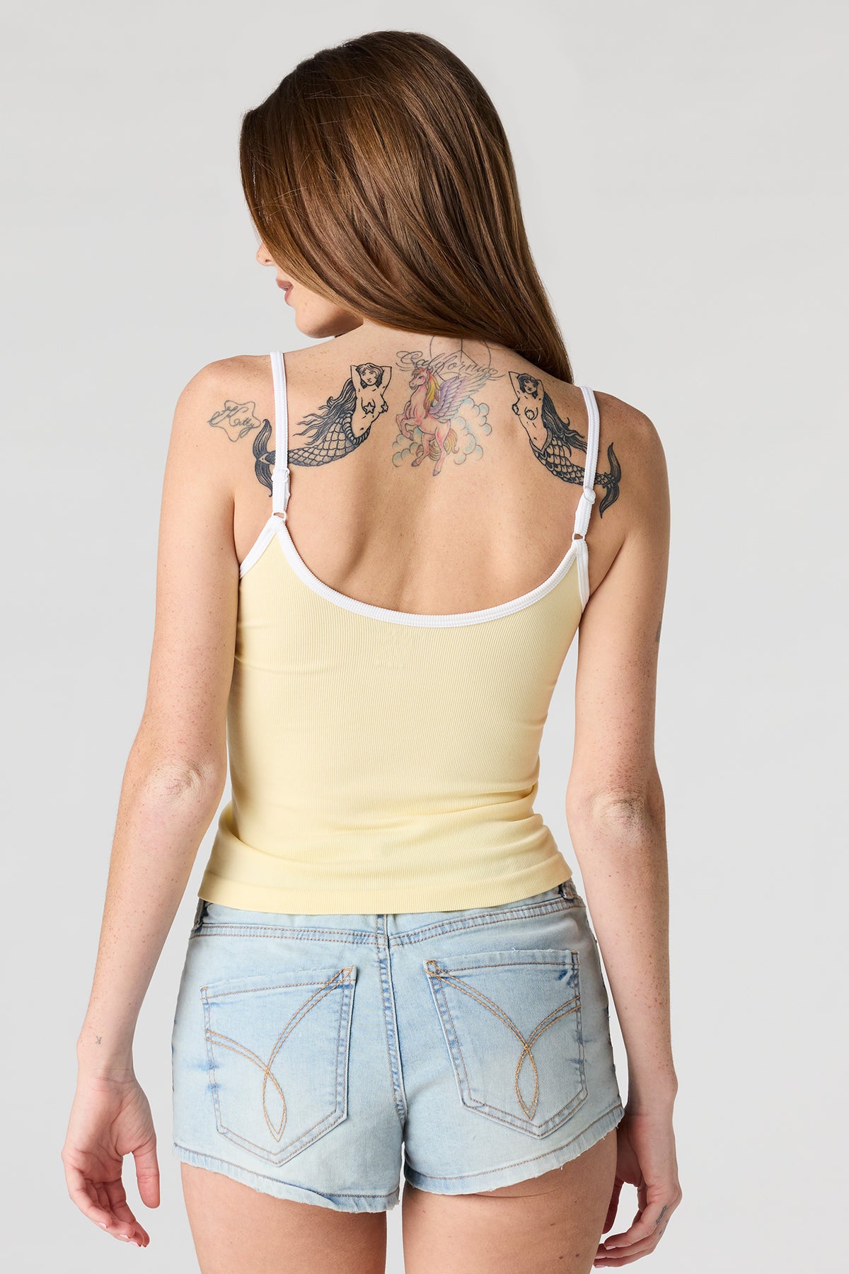 Alt View 2. Braless Seamless Ribbed V-Neck Cami - Yellow