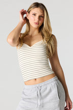 Camisole côtelée sans couture ni soutien-gorge intégré à encolure en V