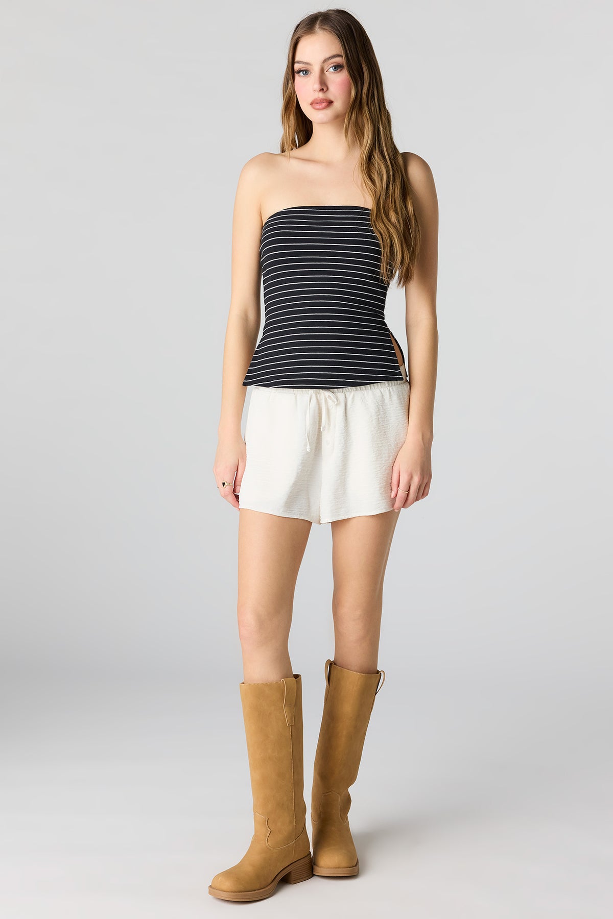 Alt View 3. Soft Contour Classic Tube Top - Black with White