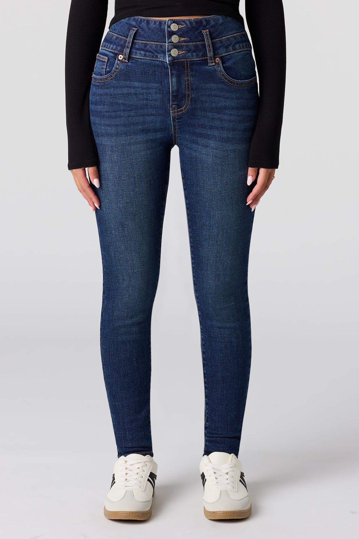 Alt View 2. High Rise Push Up Skinny Dark Jean - Denim Blue