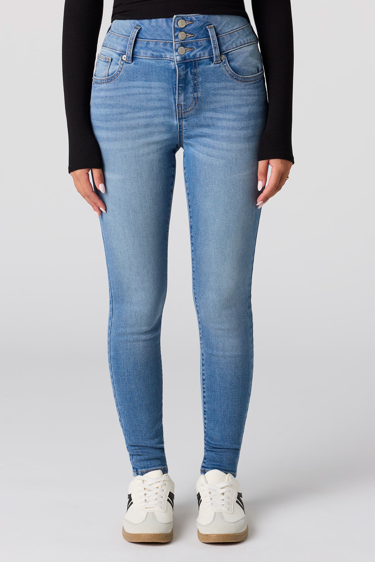 Alt View 2. High Rise Push Up Skinny Medium Jean - Medium Blue