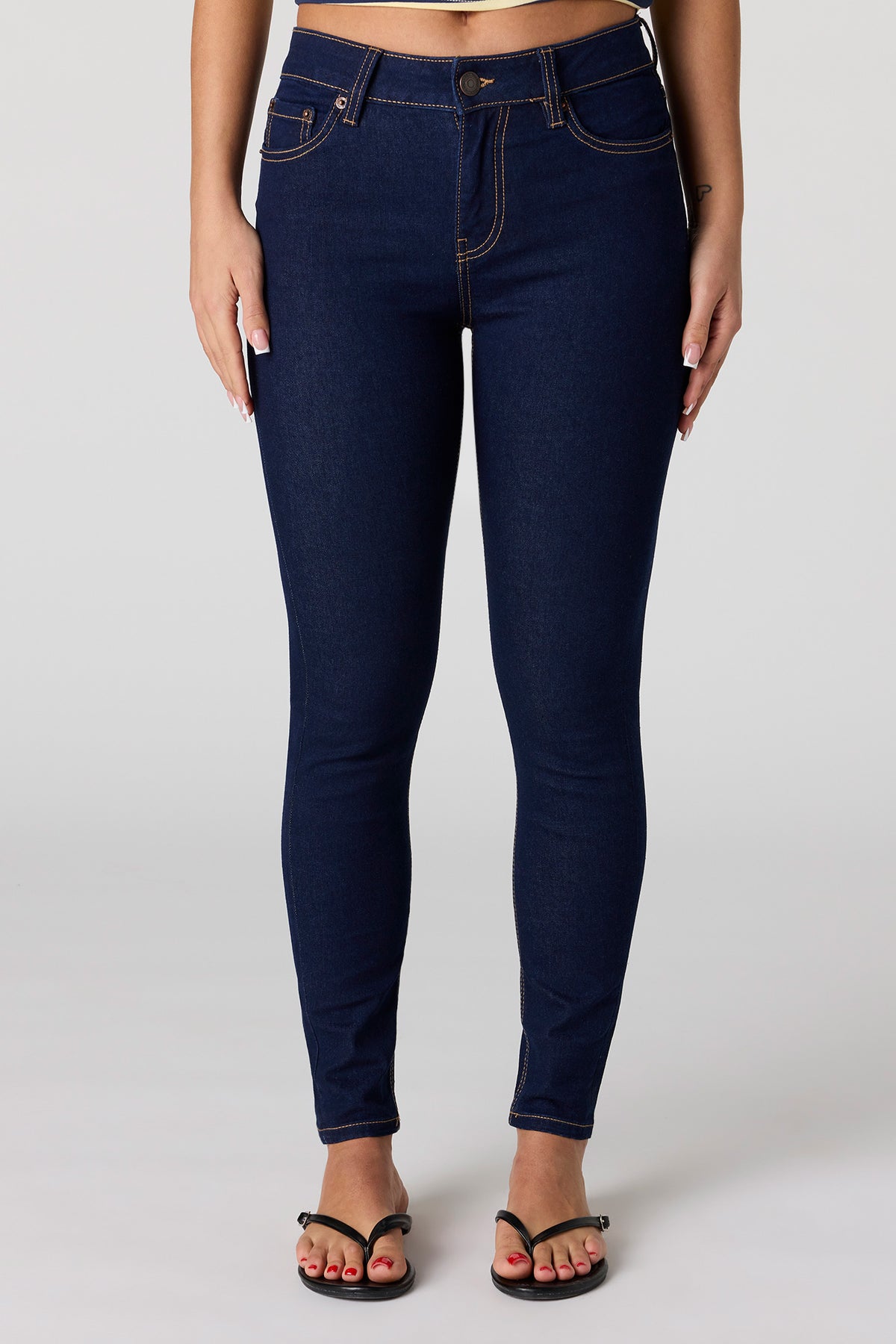 Alt View 2. Stretch High Rise Skinny Jean - Rinse Denim