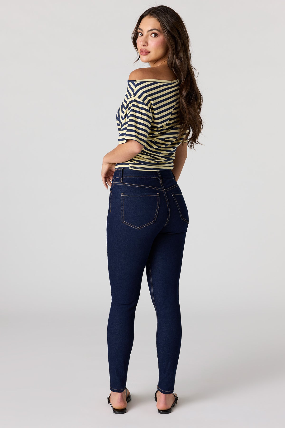 Alt View 3. Stretch High Rise Skinny Jean - Rinse Denim