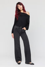 Sydney Stretch High Rise Straight Washed Black Jean