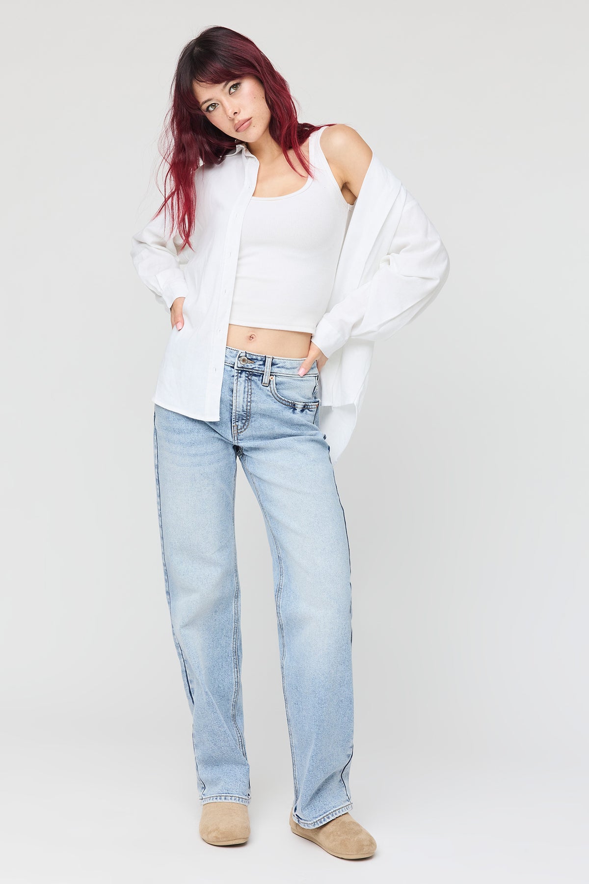 Jean Sydney extensible moyen à jambe droite et taille haute 