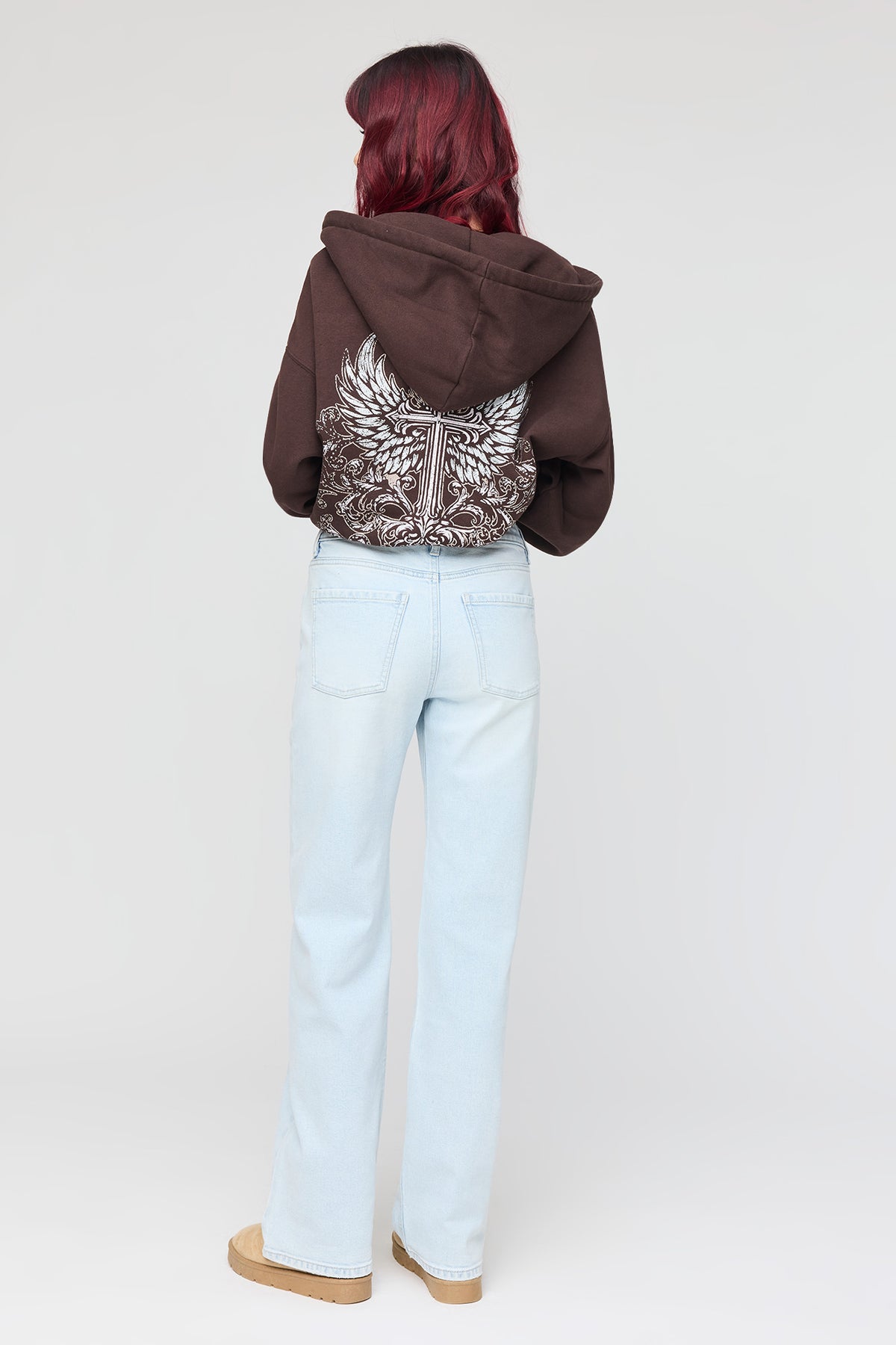 Alt View 3. Sydney Stretch High Rise Straight Light Jean - Light Denim Blue