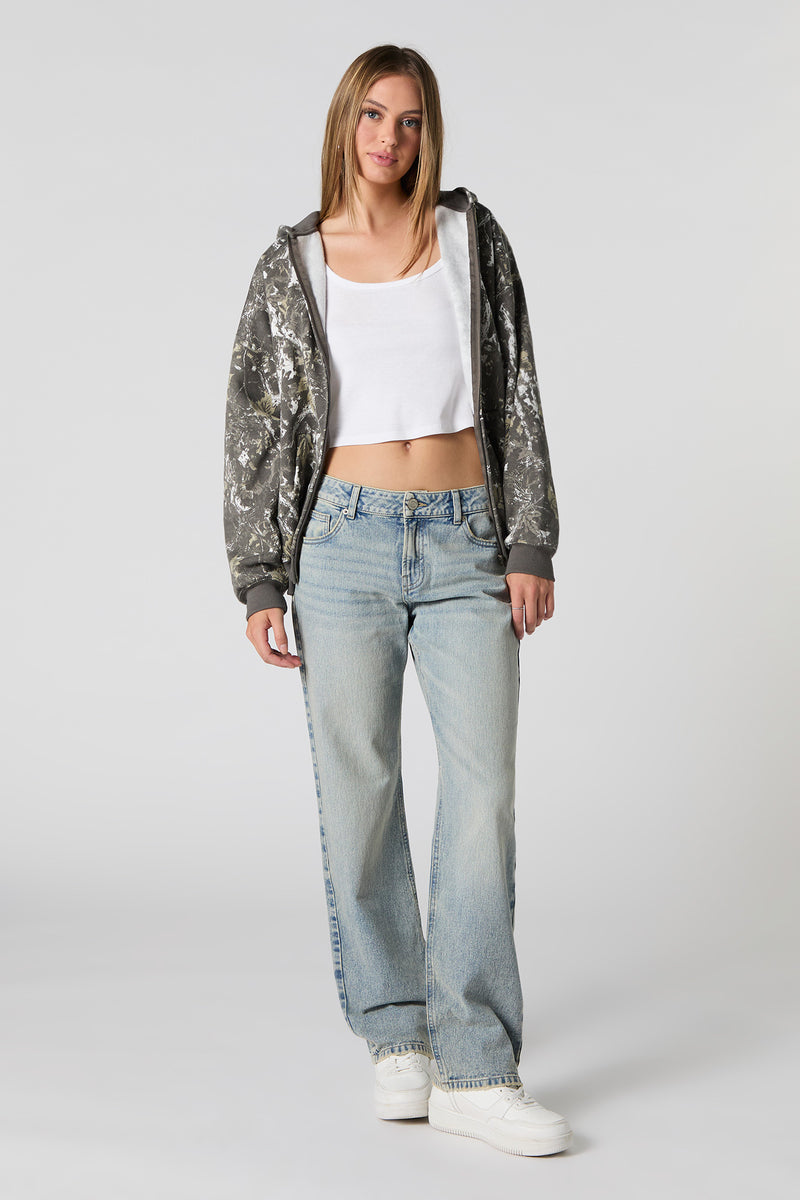 Jean droit à taille basse vintage pâle