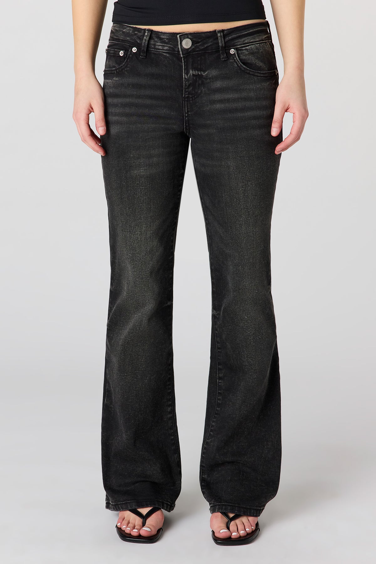 Alt View 2. Low Rise Flare Jean - Black