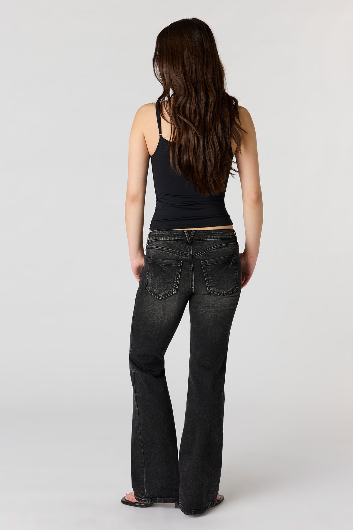 Alt View 3. Low Rise Flare Jean - Black