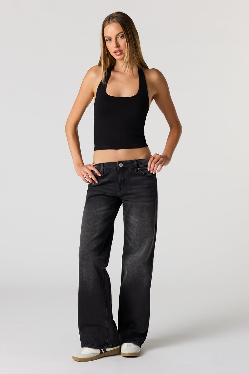 Low Rise Baggy Black Jean