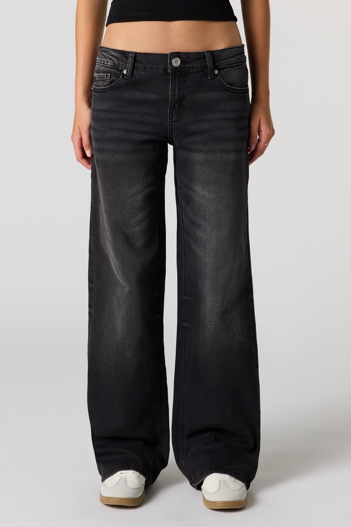 Alt View 2. Low Rise Baggy Black Jean - Black