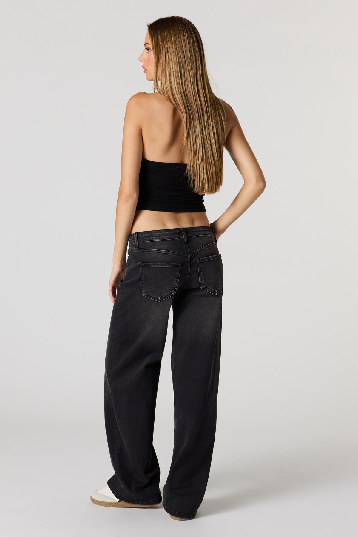 Alt View 3. Low Rise Baggy Black Jean - Black