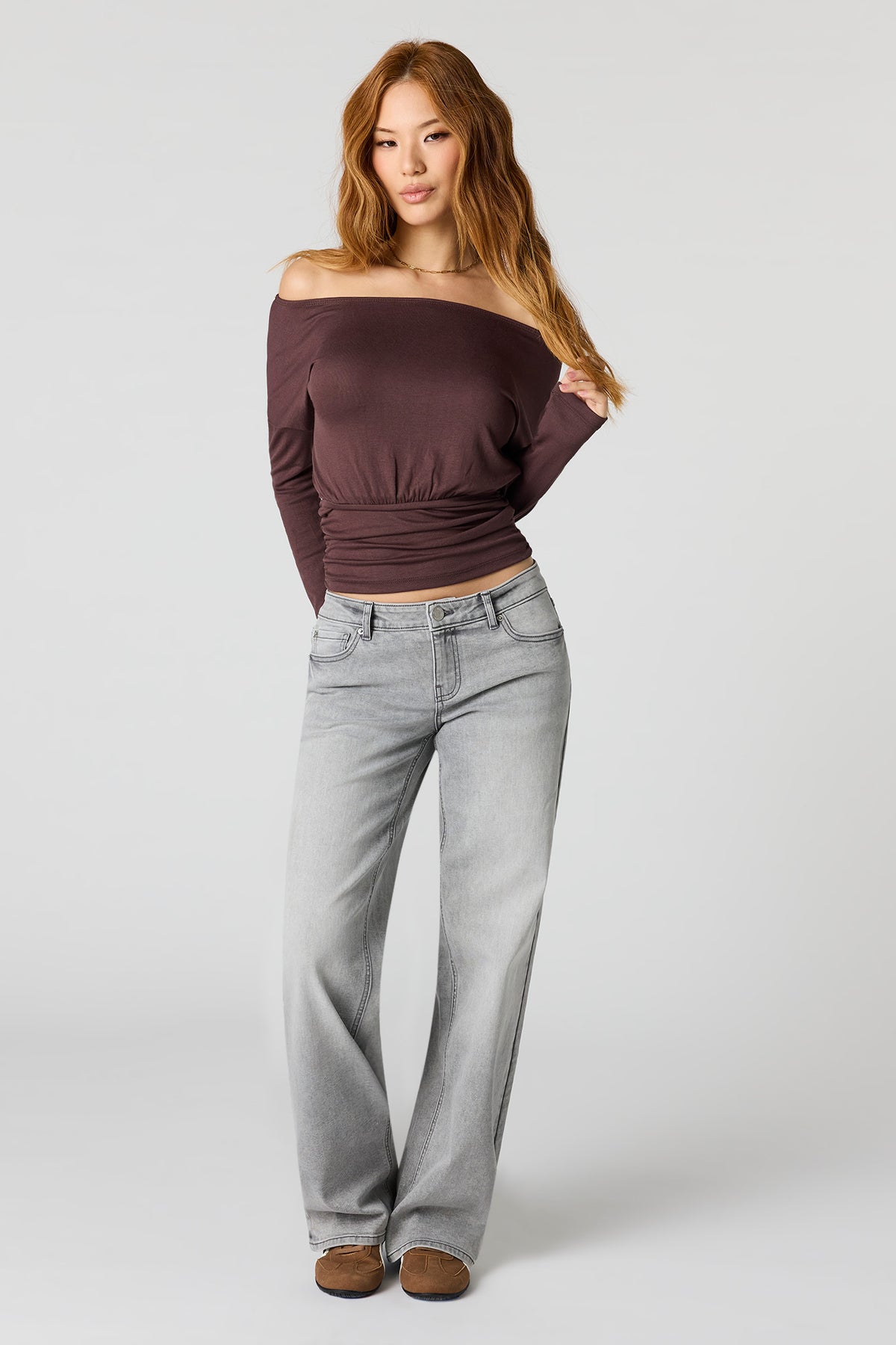 Stretch Low Rise Baggy Light Grey Jean - Light Grey