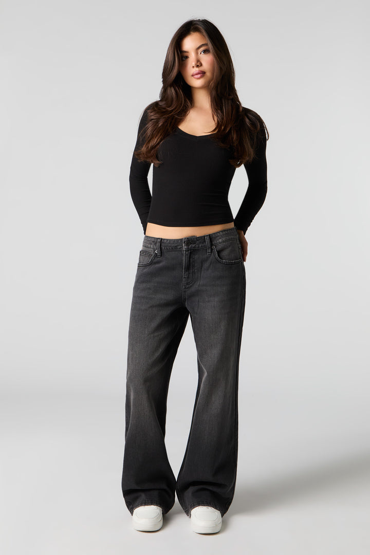 Low Rise Baggy Black Jean