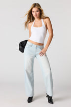 Jean baggy javellisé à taille basse