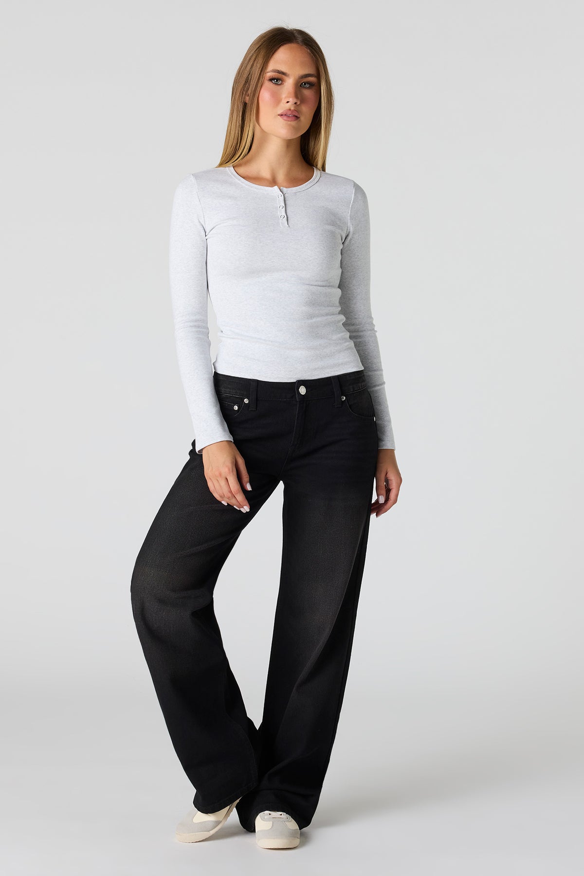 Brooklyn Low Rise Baggy Washed Black Jean - Black