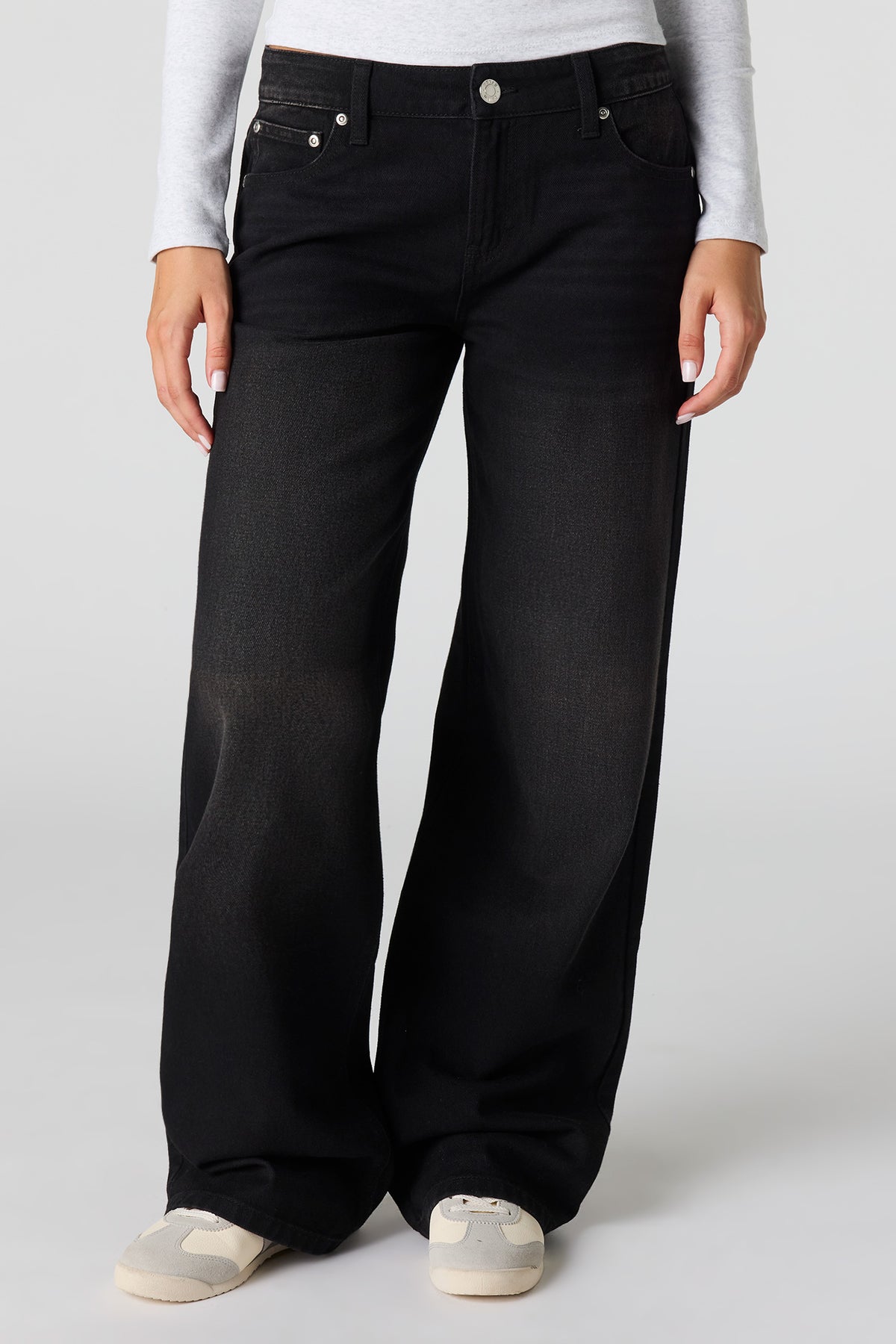 Alt View 2. Brooklyn Low Rise Baggy Washed Black Jean - Black