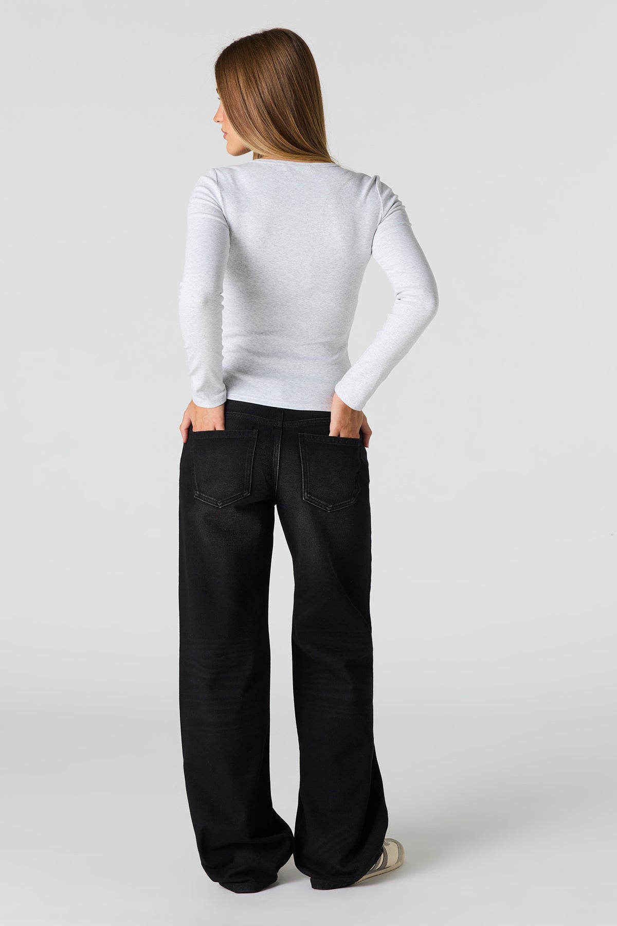 Alt View 3. Brooklyn Low Rise Baggy Washed Black Jean - Black