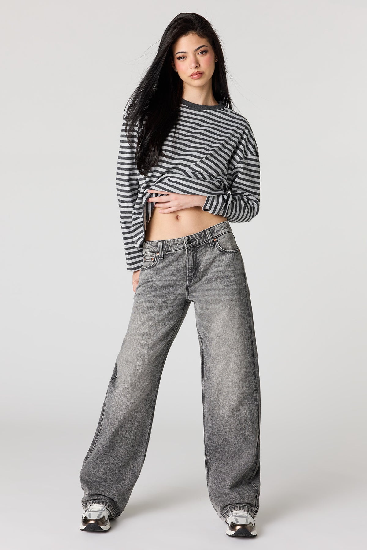 Brooklyn Low Rise Baggy Grey Jean - Charcoal