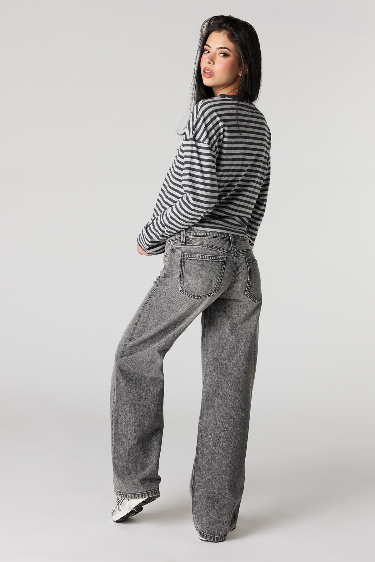 Alt View 3. Brooklyn Low Rise Baggy Grey Jean - Charcoal