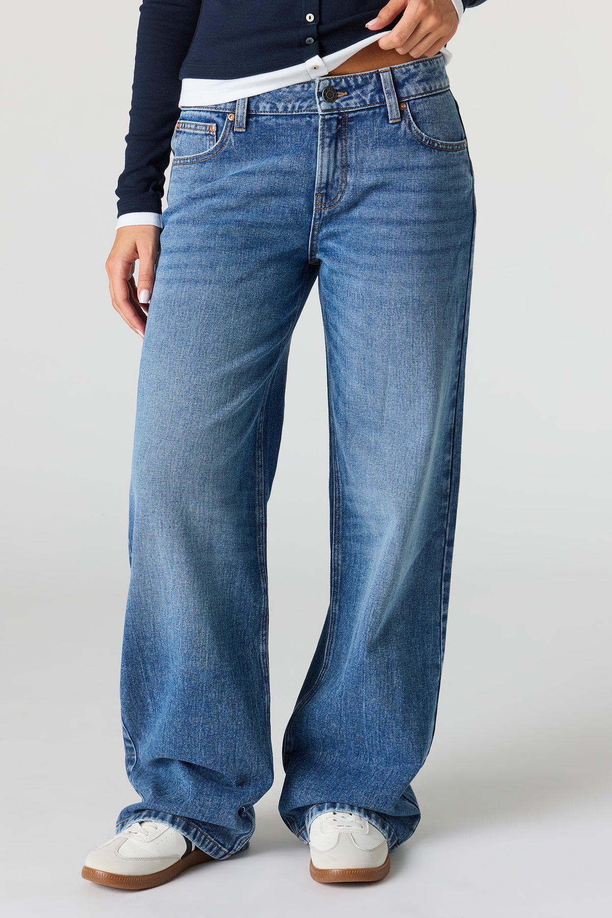 Alt View 2. Brooklyn Low Rise Baggy Dark Jean - Denim Blue