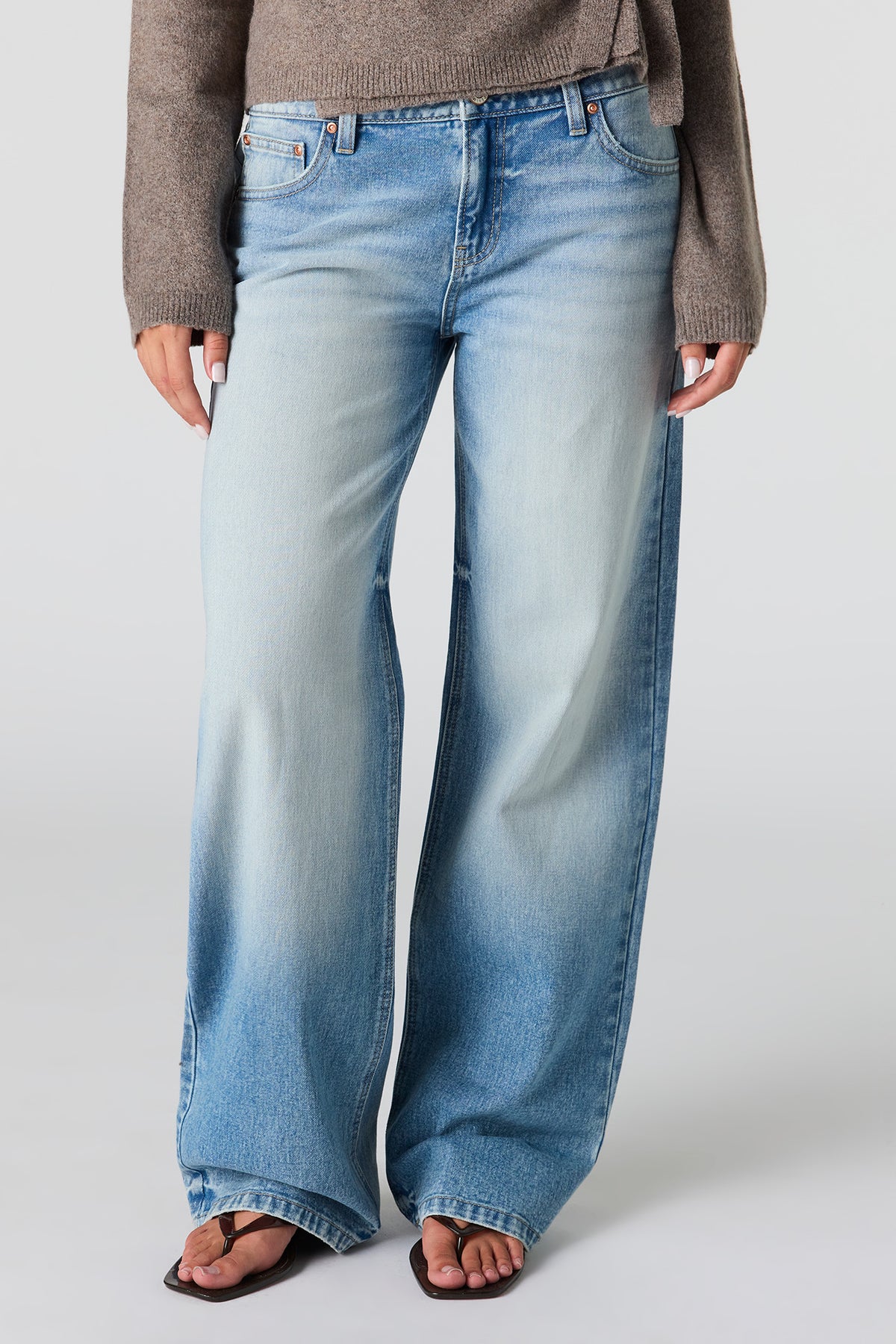 Alt View 2. Brooklyn Low Rise Baggy Medium Jean - Medium Blue