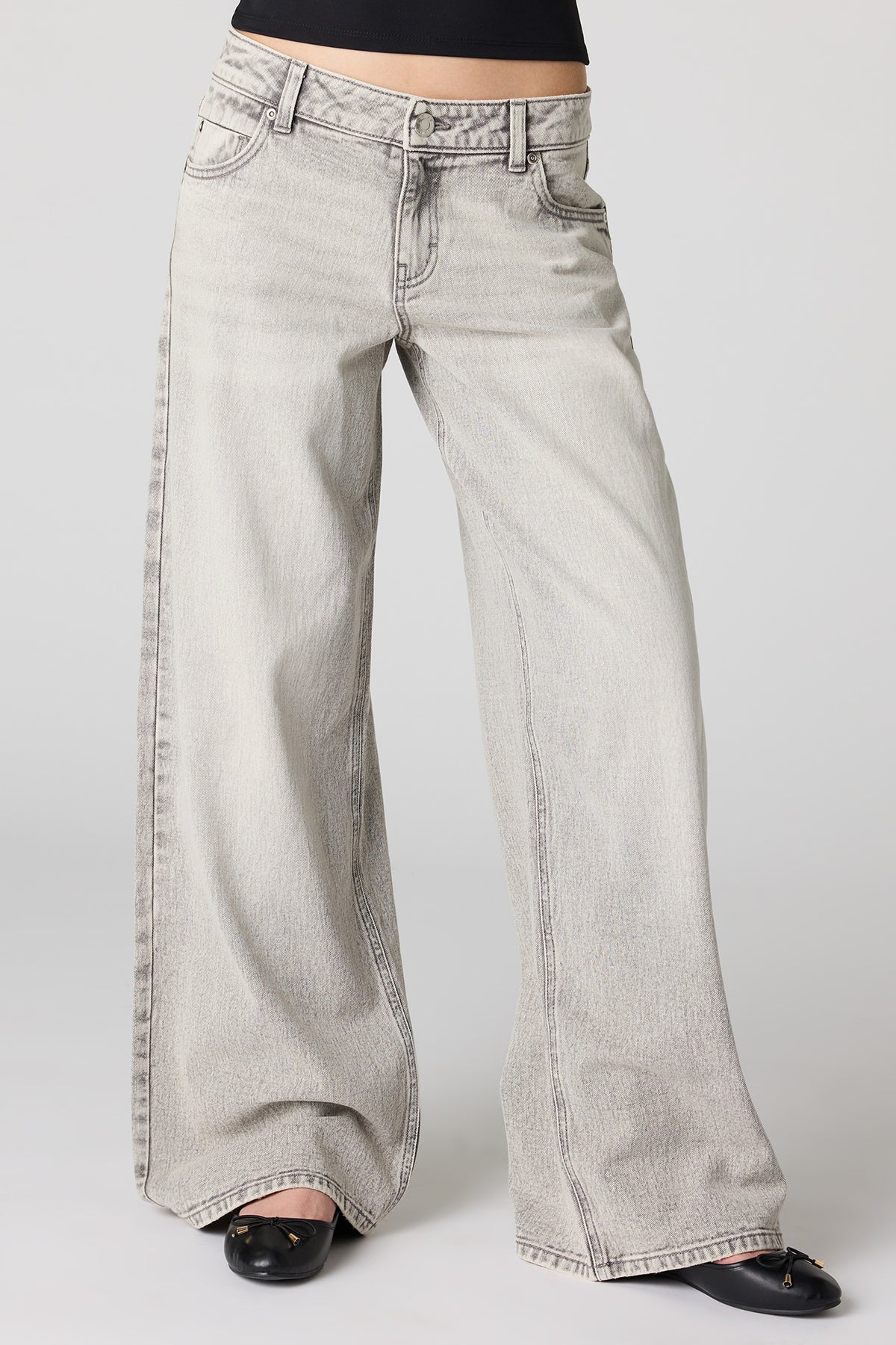 Vue alternative 2. Jean super baggy London gris à taille basse