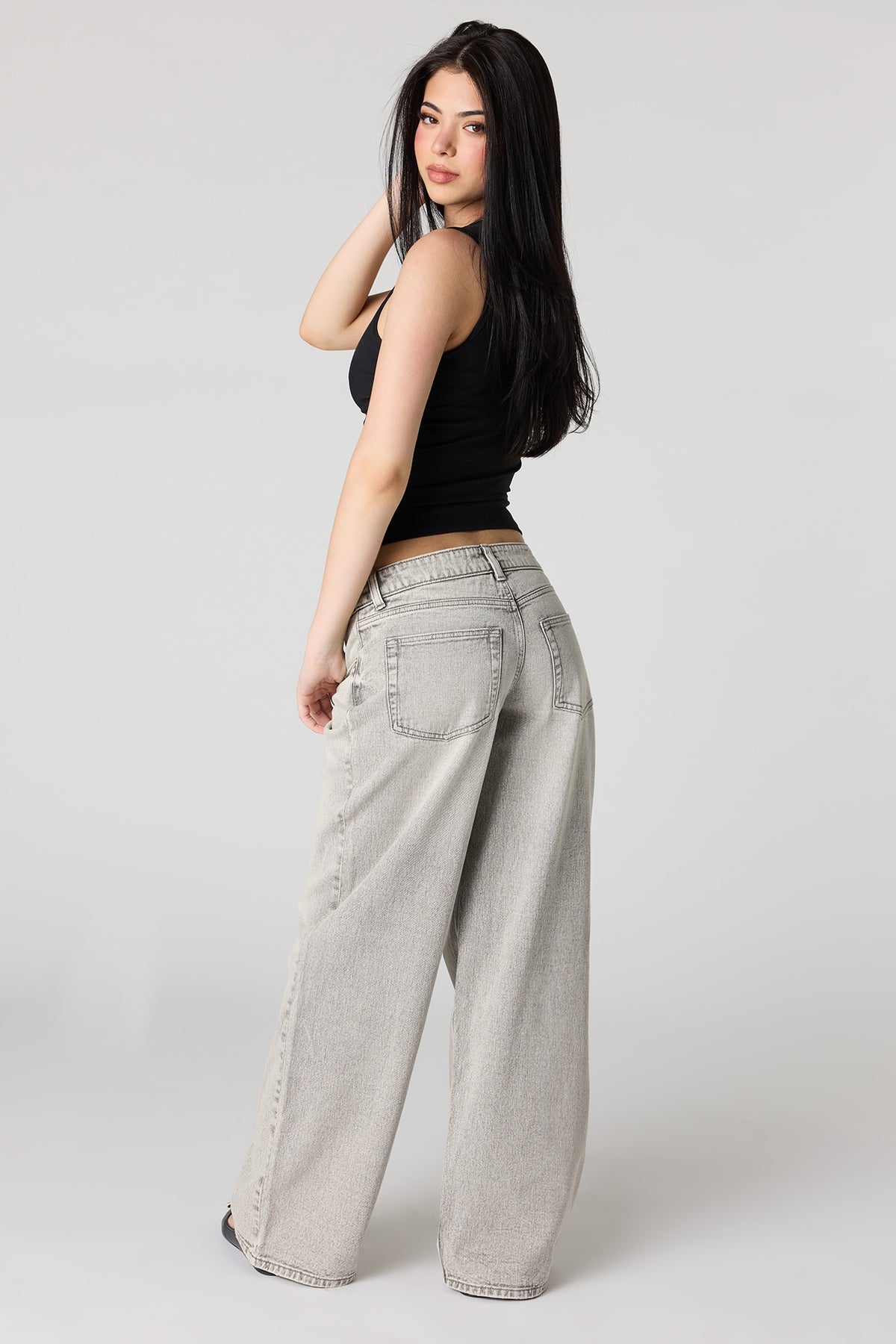 Vue alternative 3. Jean super baggy London gris à taille basse