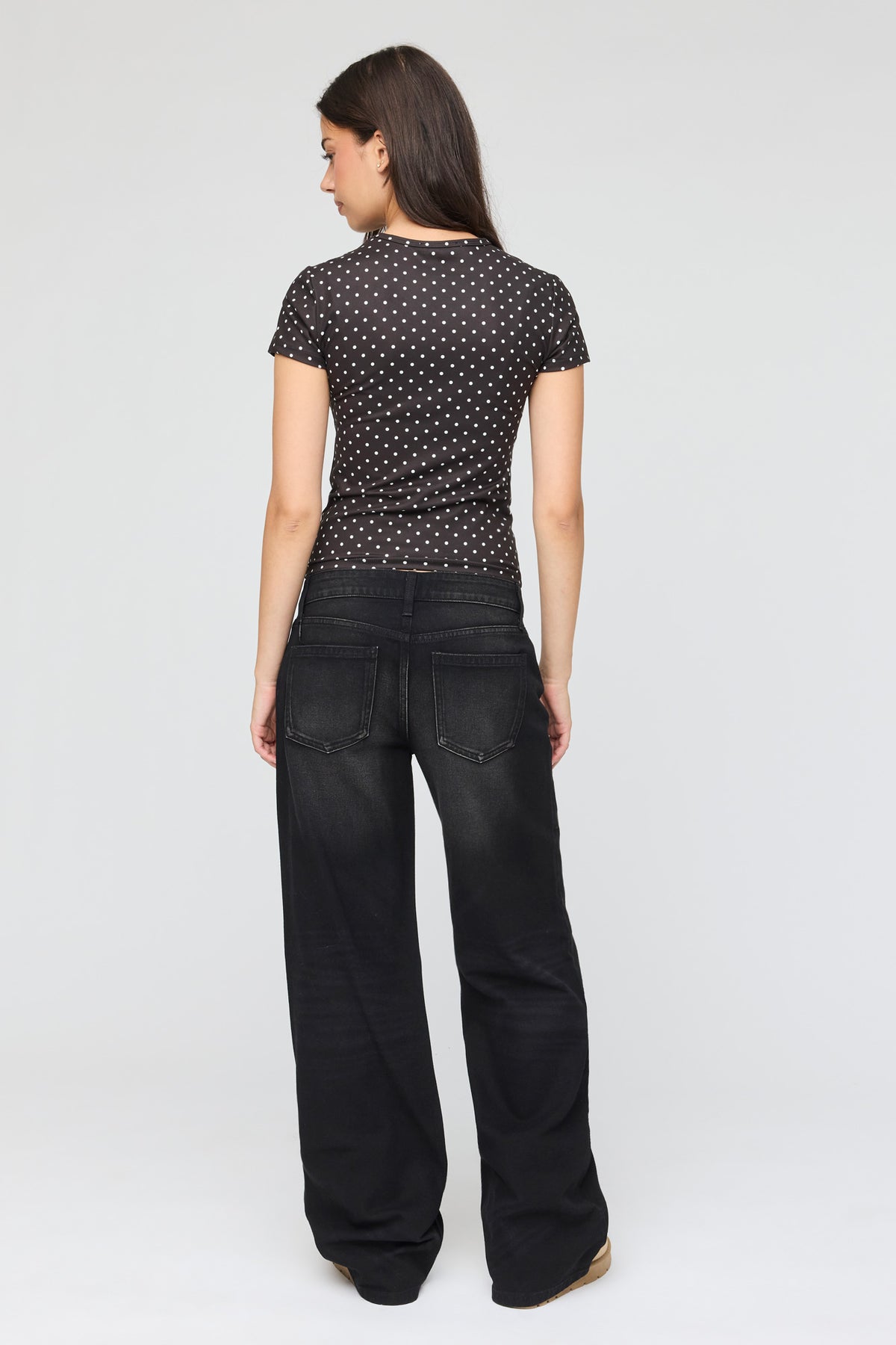 Vue alternative 3. Jean baggy Brooklyn délavé noir à taille basse 