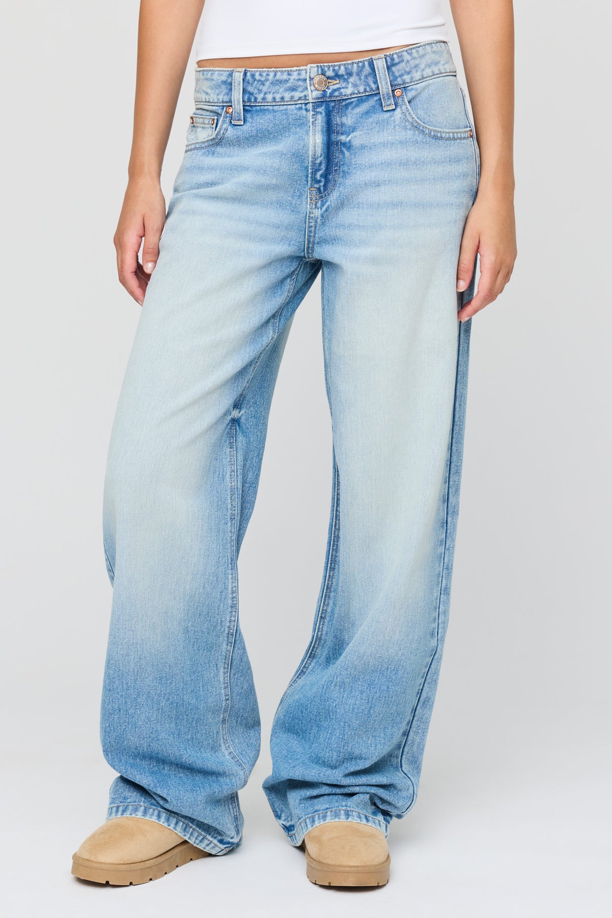 Vue alternative 2. Jean baggy Brooklyn délavé moyen à taille basse 