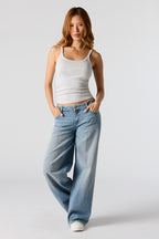 Jean baggy délavé moyen à taille basse