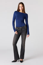 Jean évasé extensible à taille basse noir