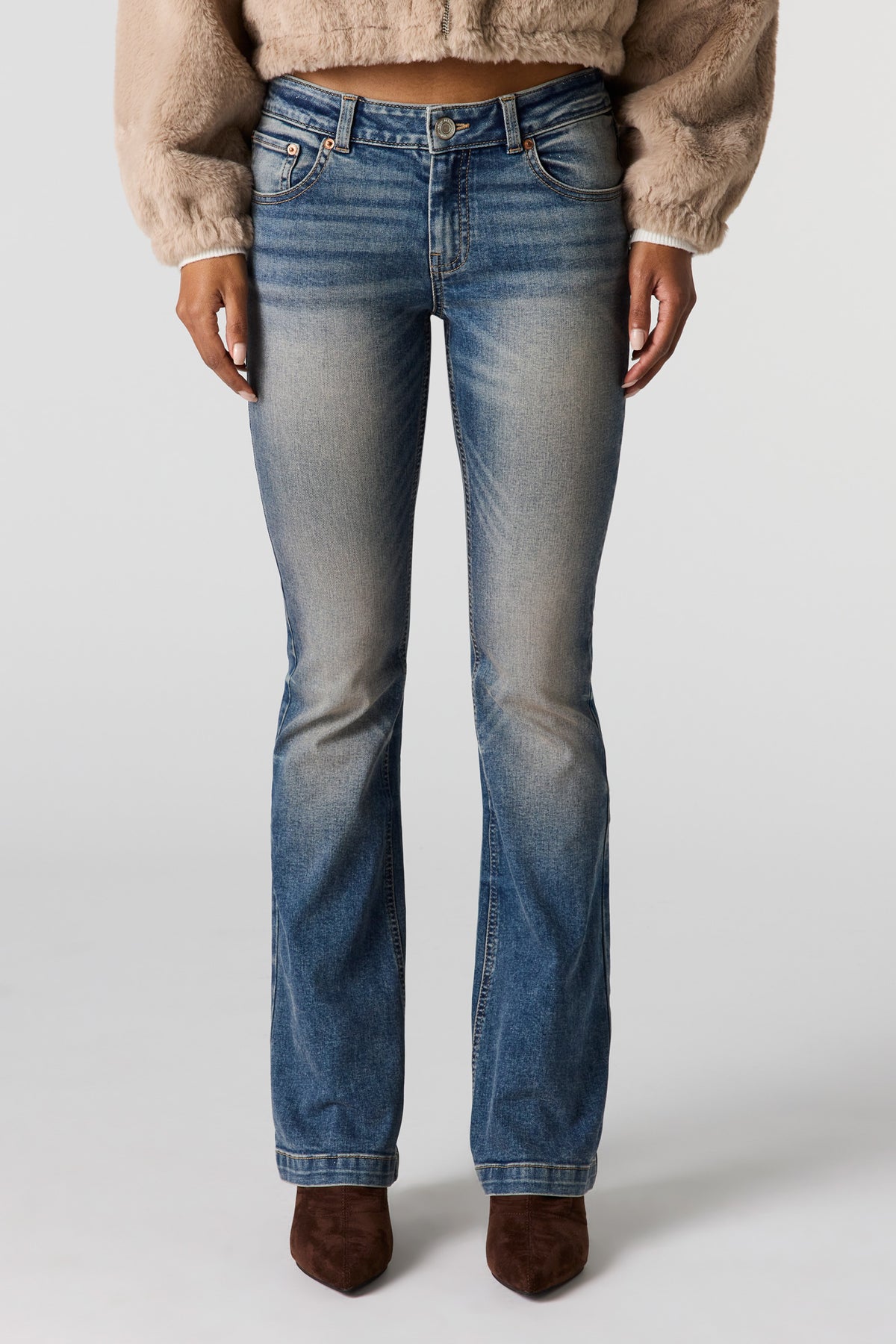 Alt View 2. Low Rise Flare Jean - Midnight Blue
