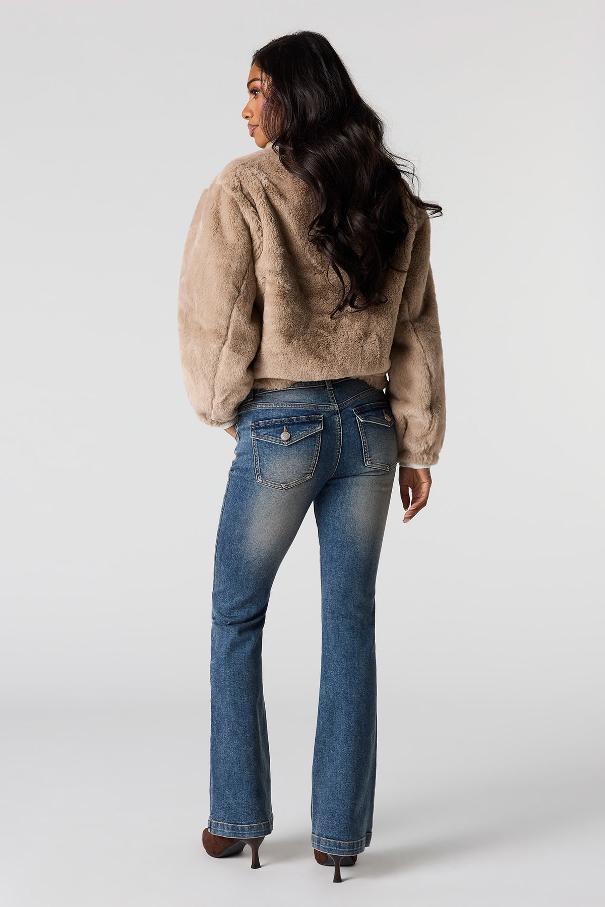 Alt View 3. Low Rise Flare Jean - Midnight Blue